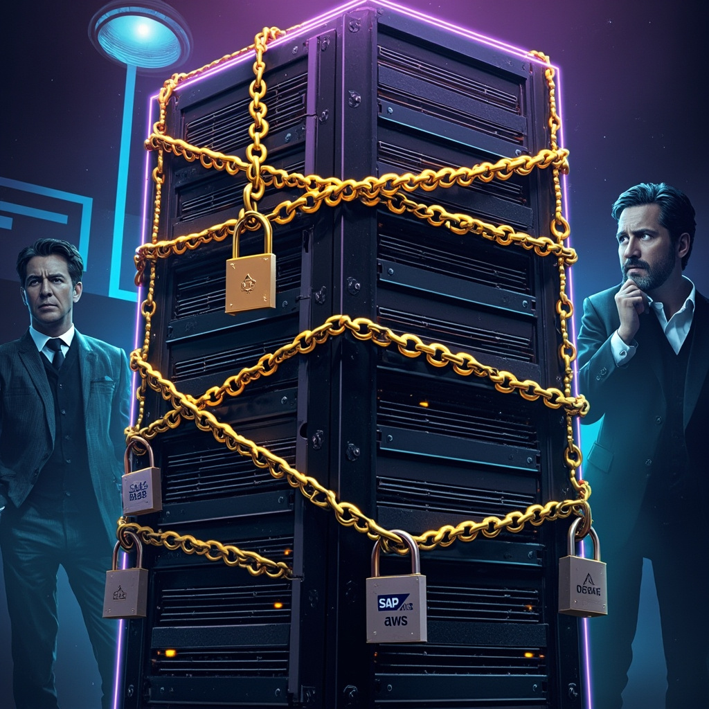 Vendor lock-in: cadenas doradas atando servidores con candados de SAP, AWS, Oracle y Microsoft